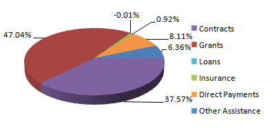 3-D pie chart recreated from data at USAspending.gov, perspective shifted