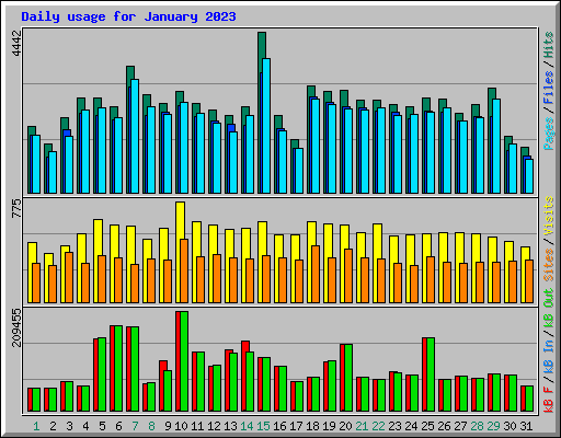 Daily usage for January 2023