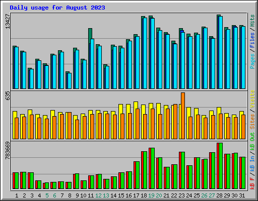 Daily usage for August 2023