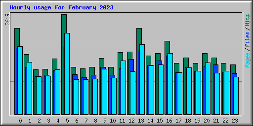 Hourly usage for February 2023
